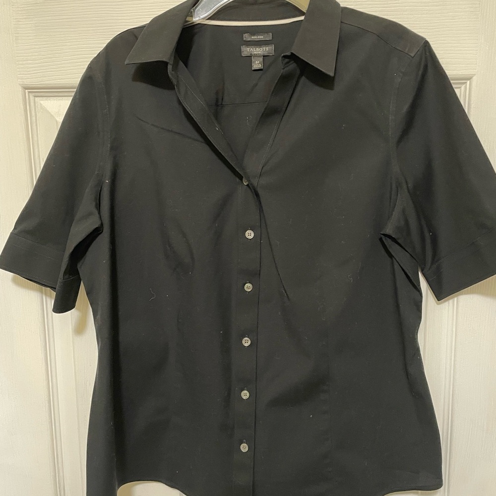 2 for 20 Talbots Black/White Non-Iron Blouse